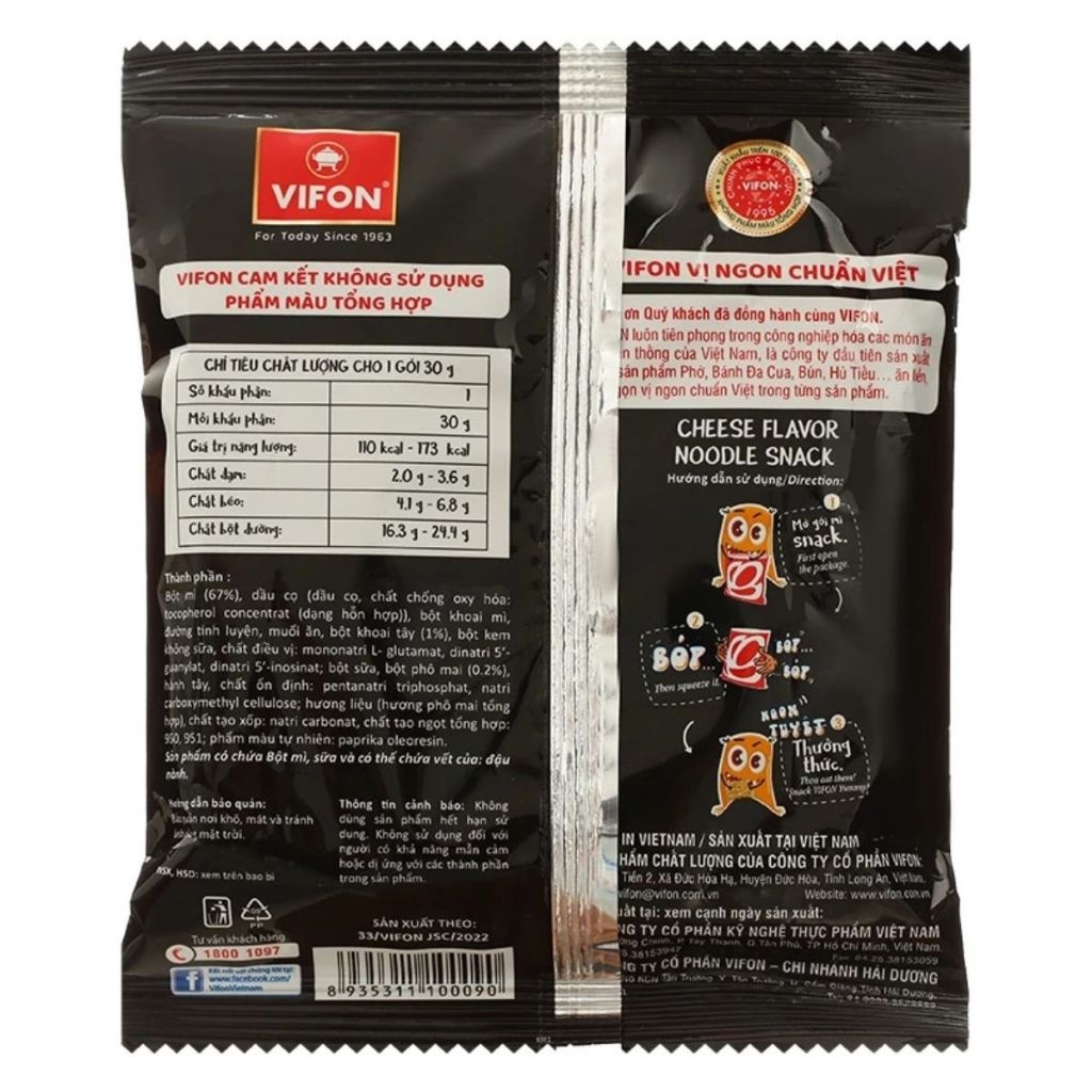 Snack mì Vifon vị bò nướng/hải sản chua cay/phô mai gói 30g
