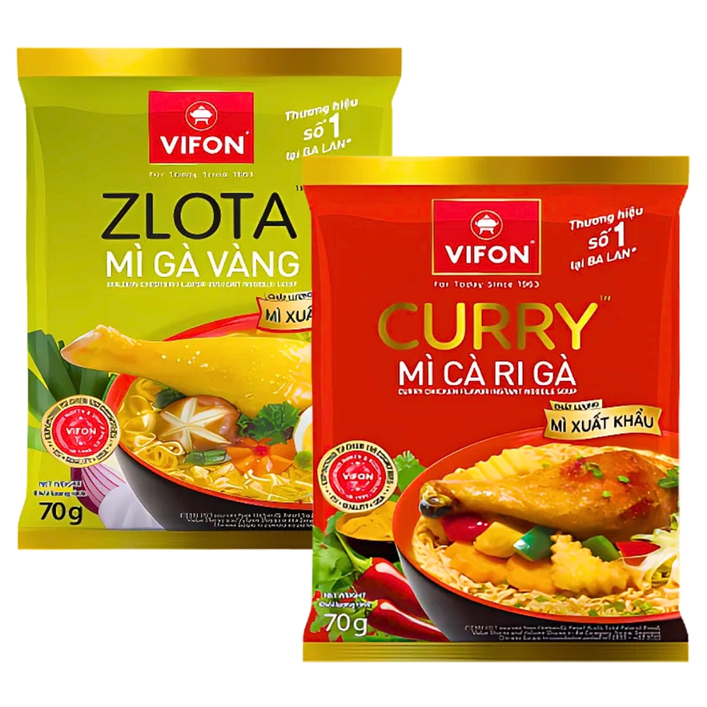Mì xuất khẩu gà vàng Zlota/cà ri gà Curry Vifon gói 70g