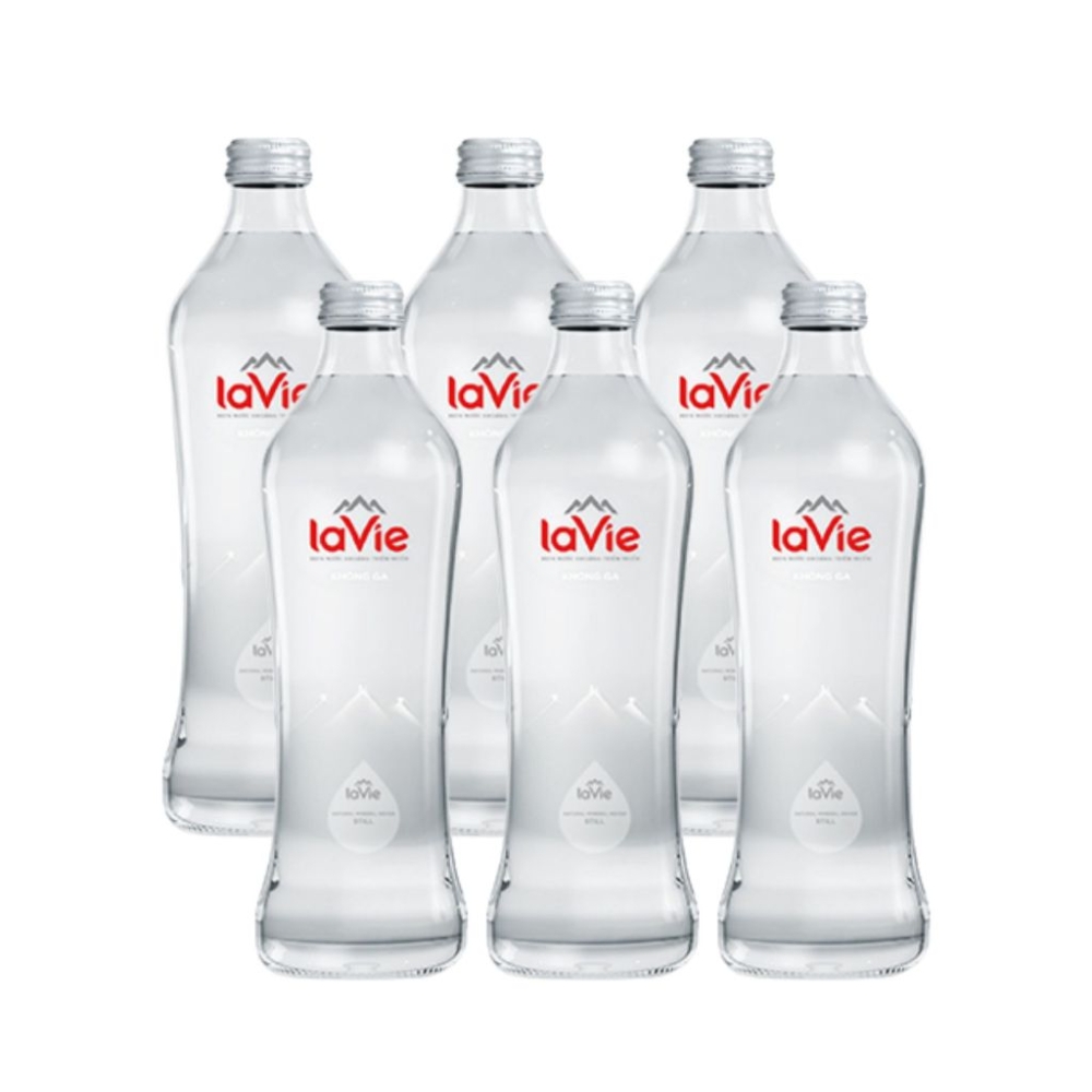 Thùng 20 chai nước khoáng thiên nhiên Lavie Glass Still không ga/glass sparkling có ga 450ml