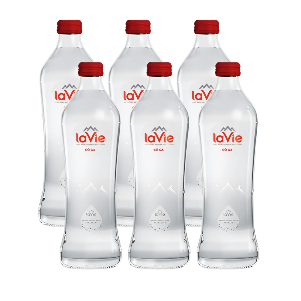 Thùng 20 chai nước khoáng thiên nhiên Lavie Glass Still không ga/glass sparkling có ga 450ml