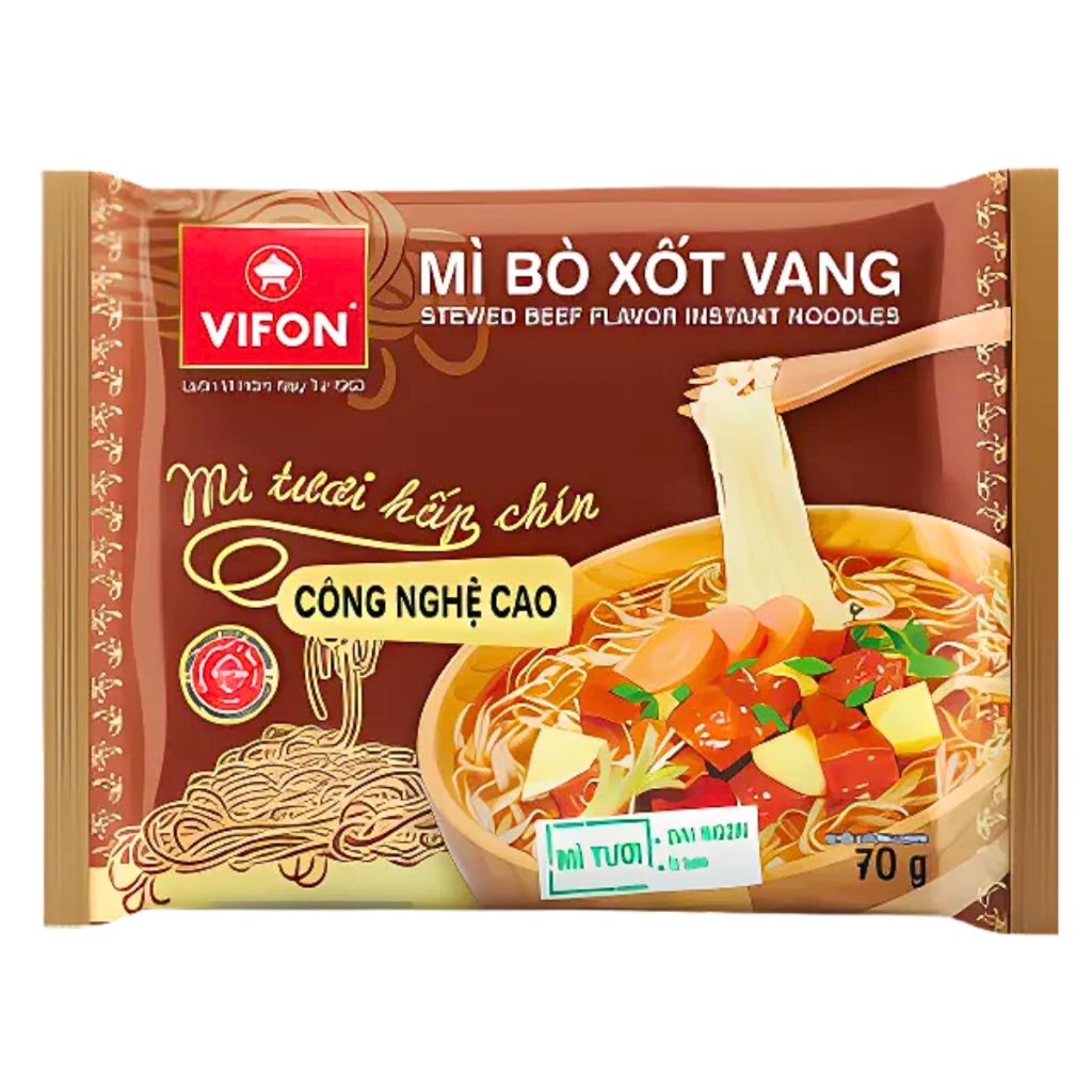 Mì tươi hấp chín Vifon vị thịt bằm/bò sốt vang/tôm chua cay gói 70g