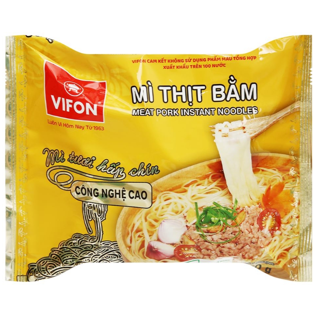 Mì tươi hấp chín Vifon vị thịt bằm/bò sốt vang/tôm chua cay gói 70g