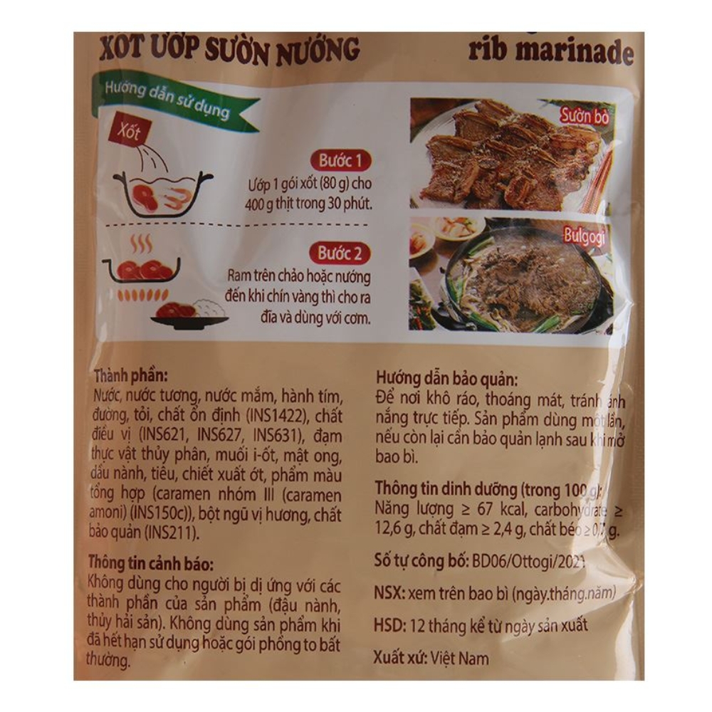 Hộp 10 gói xốt sườn nướng Ottogi gói 80g