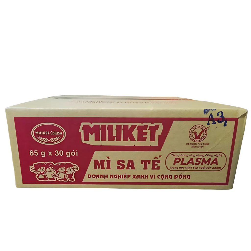 Thùng 30 gói mì Miliket giấy sa tế 65g/75g