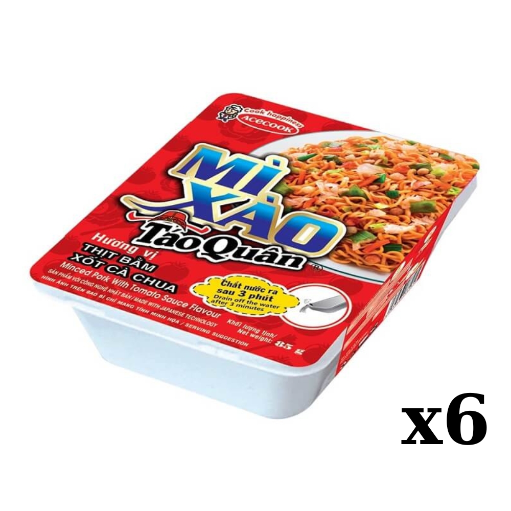 Thùng 18 tô mì xào Táo Quân thịt bằm xốt cà chua/thập cẩm tô 85g