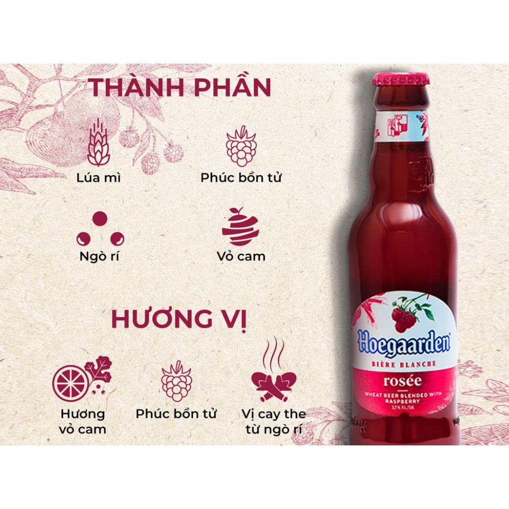 Bia Hoegaarden Peach Rosée chai 248ml-HSD 16/09/2025