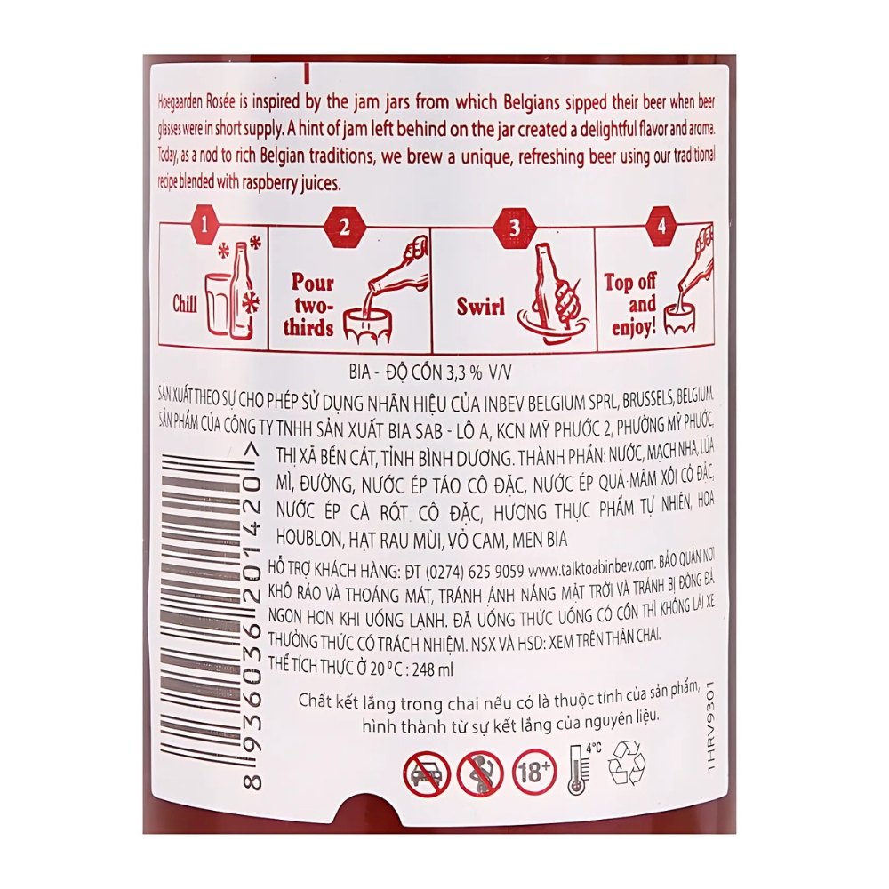 Bia Hoegaarden Peach Rosée chai 248ml-HSD 16/09/2025