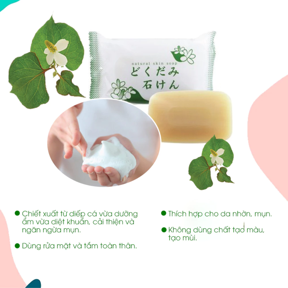 Xà phòng Chinoshio Dokudami cho mặt & toàn thân 130g