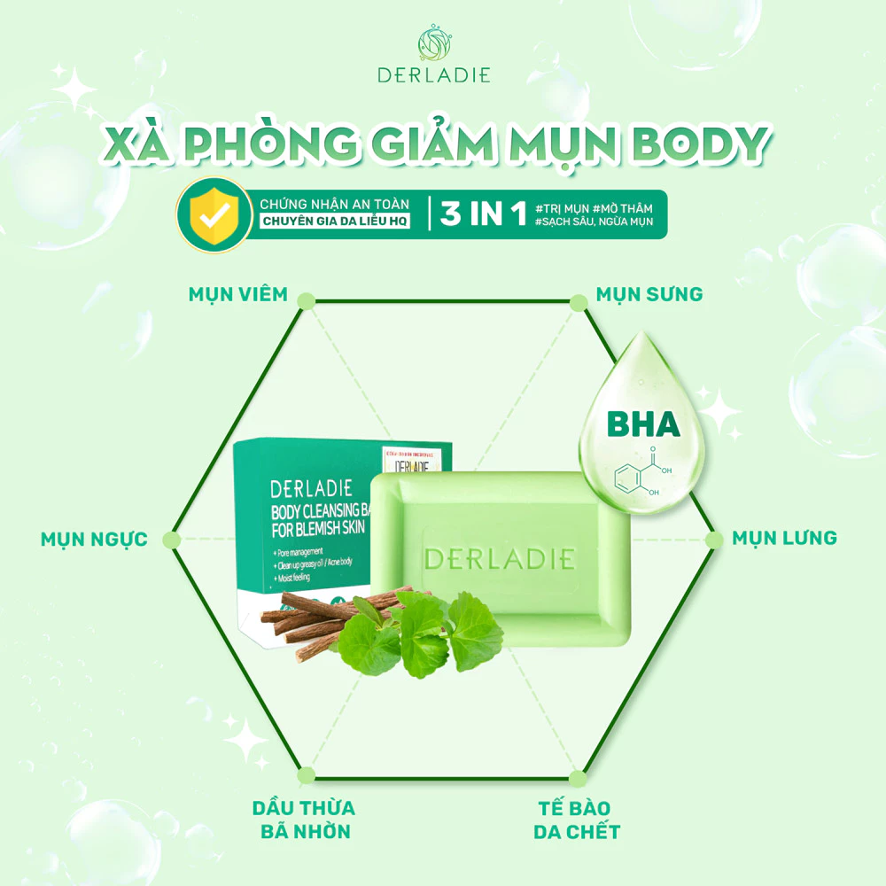 Xà phòng Derladie làm sạch và giảm mụn cơ thể 50g