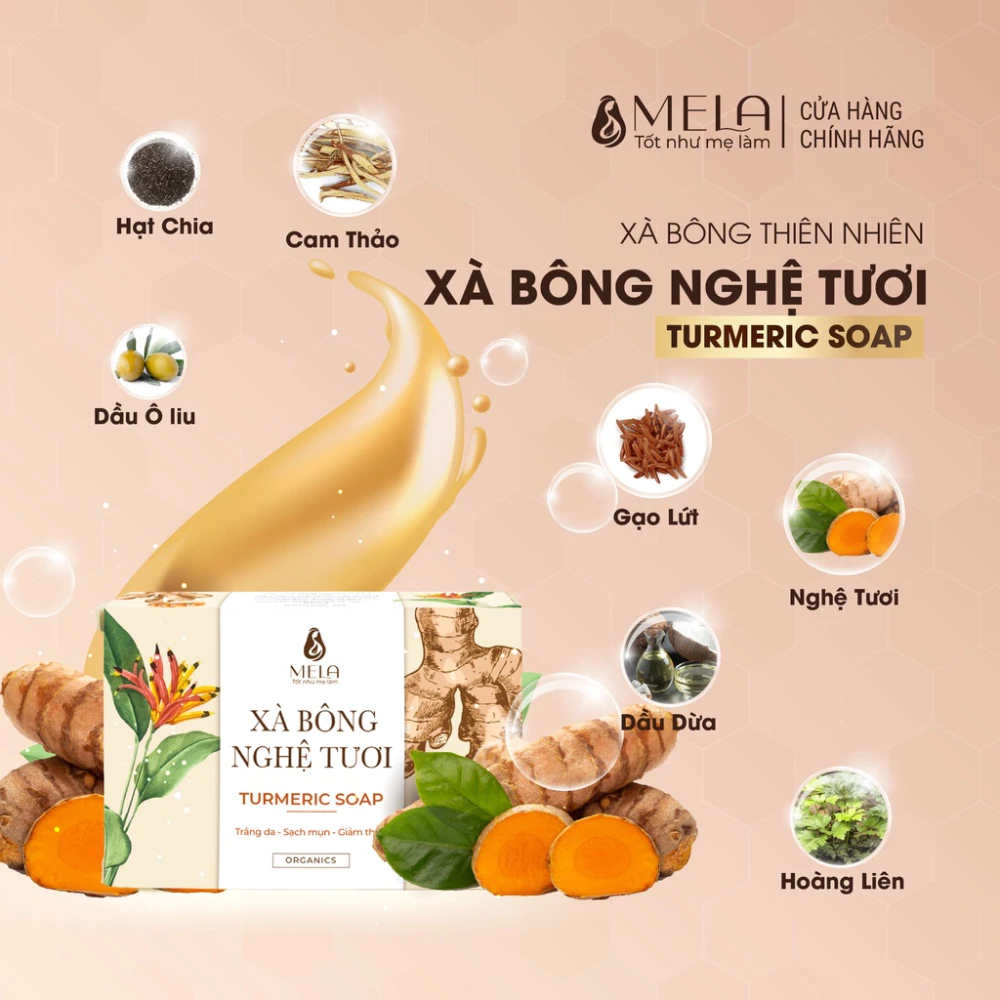 Xà phòng Mela chiết xuất nghệ 100g