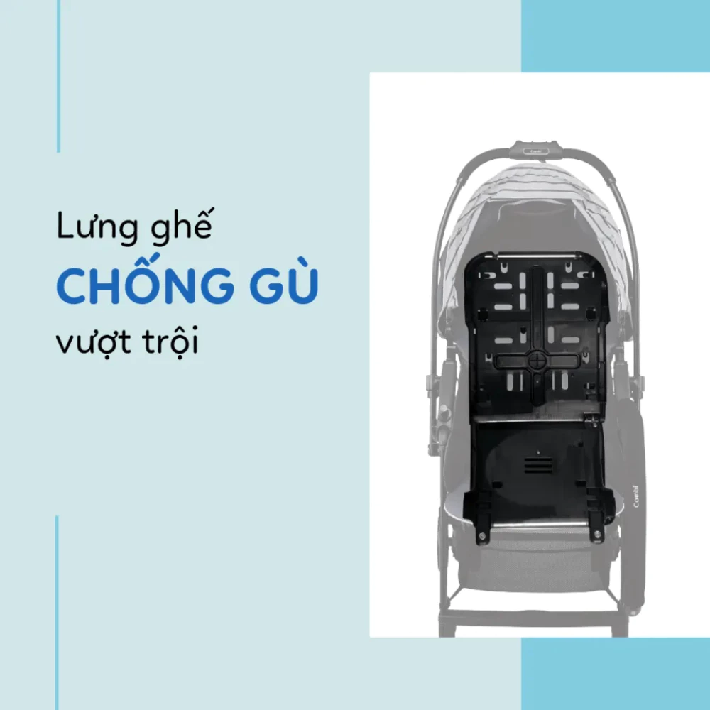 Xe đẩy Combi NEYO màu ghi/đỏ/xanh