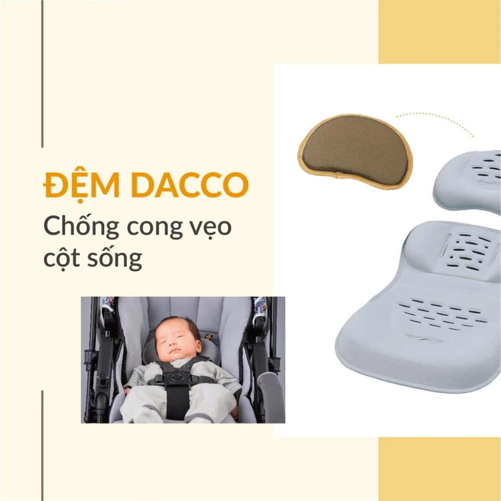 Xe đẩy Combi Sugocal Compact 4 bánh quay tự động màu đỏ/xanh navy