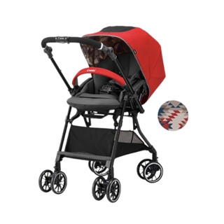 Xe đẩy Combi Sugocal Compact 4 bánh quay tự động màu đỏ/xanh navy