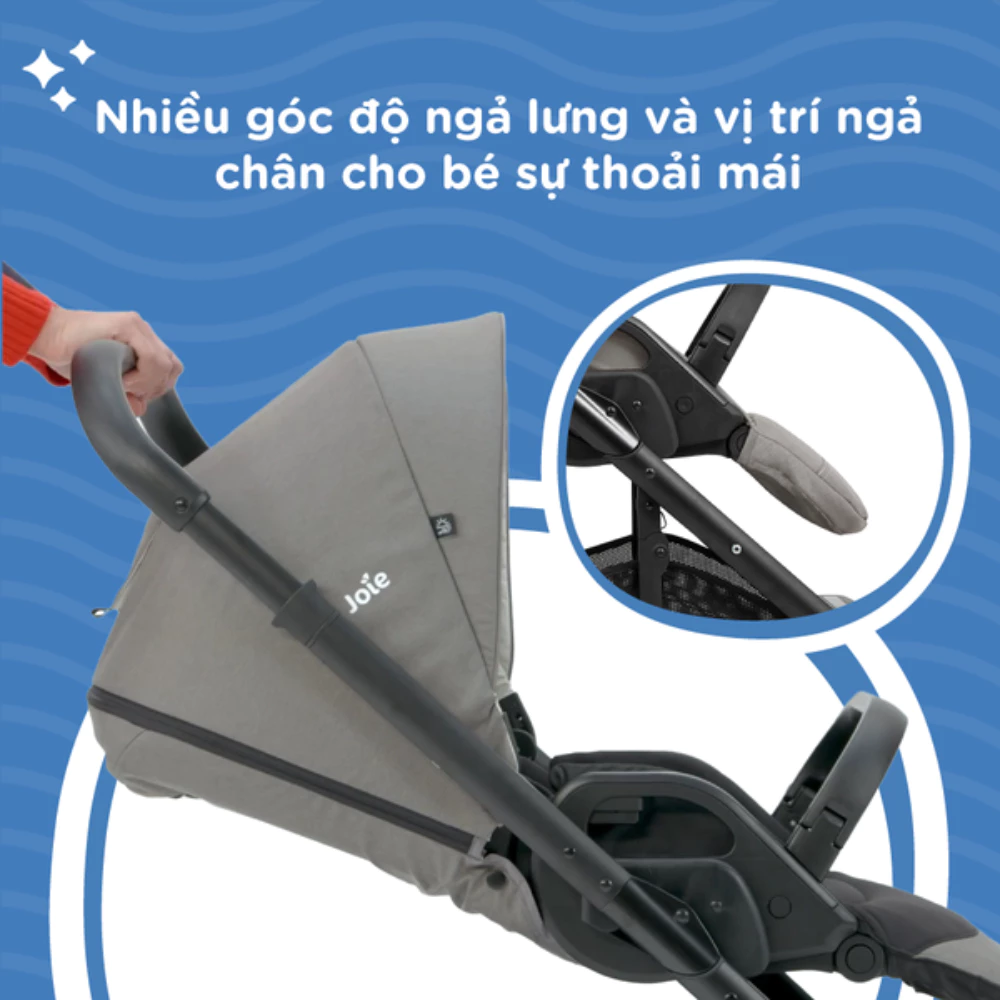 Xe đẩy trẻ em Joie Chrome W/ RC & ADPT Shale/ Pebble