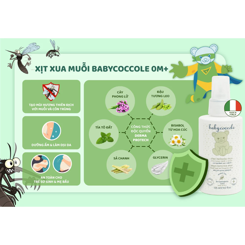 Xịt chống muỗi Babycoccole 125ml dành cho bé từ 0 tháng tuổi