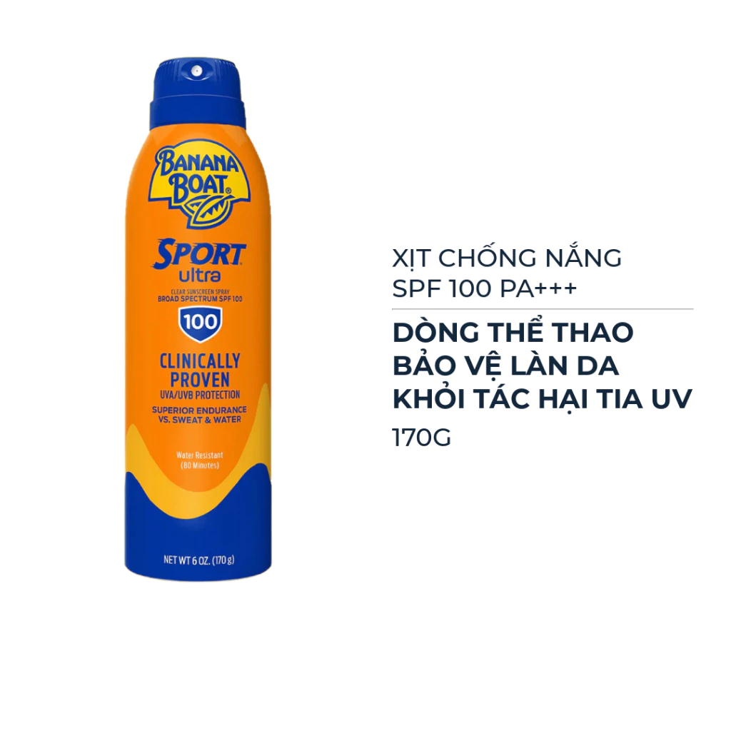 Xịt chống nắng Banana Boat thể thao SPF 100 PA+++ 170g