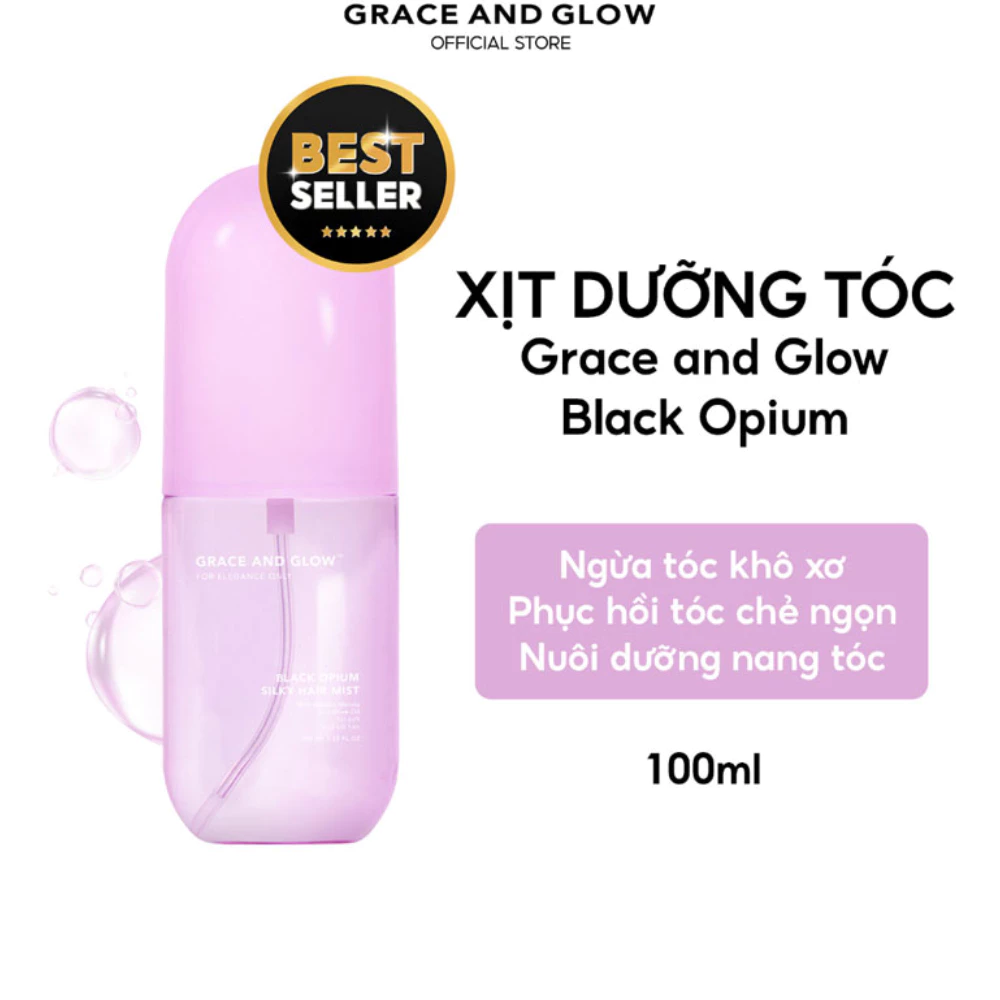 Xịt dưỡng tóc Grace and Glow Black Opium ngăn ngừa khô xơ 100ml.
