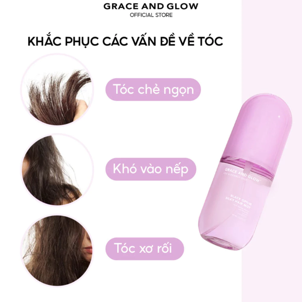 Xịt dưỡng tóc Grace and Glow Black Opium ngăn ngừa khô xơ 100ml.