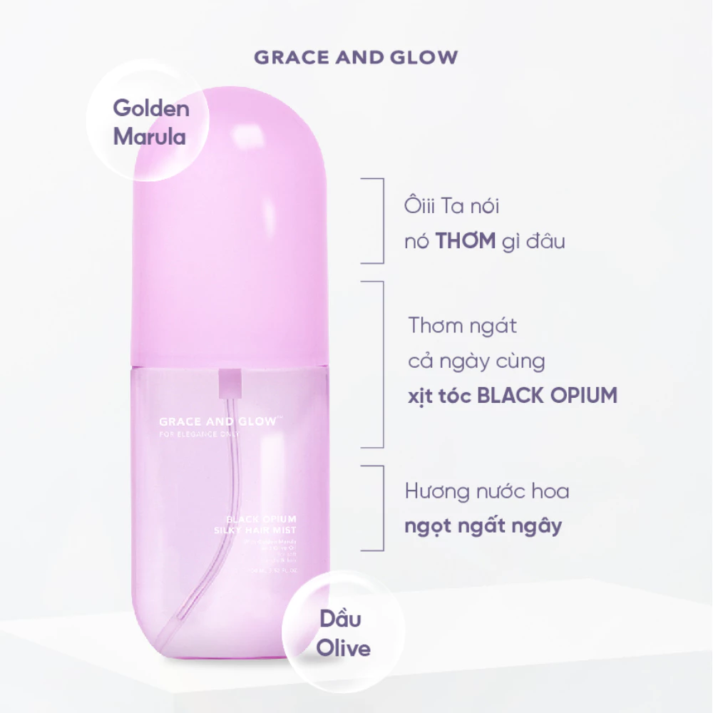Xịt dưỡng tóc Grace and Glow Black Opium ngăn ngừa khô xơ 100ml.
