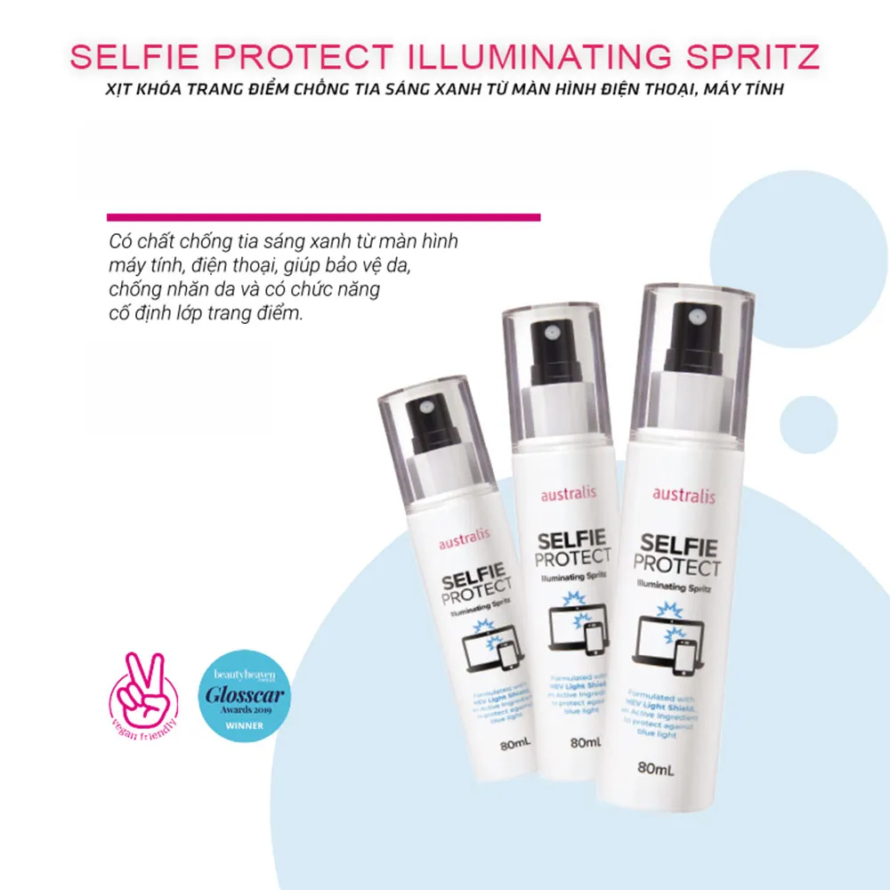 Xịt khóa makeup Australis chống tia sáng xanh 80ml