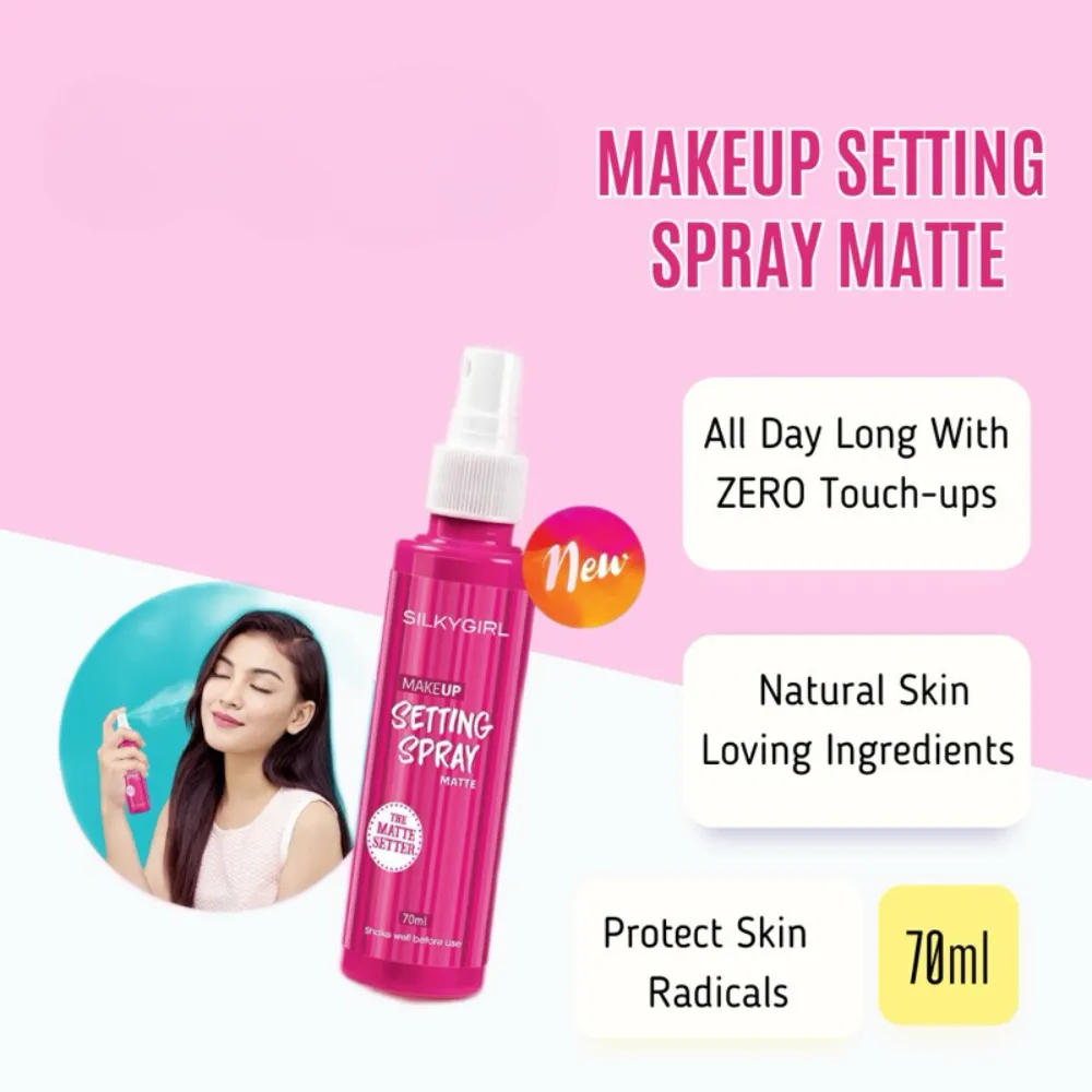 Xịt khóa makeup Silkygirl Matte 70ml (hồng)