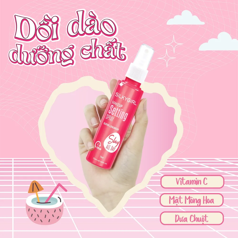 Xịt khóa makeup Silkygirl Slay All Day 70ml