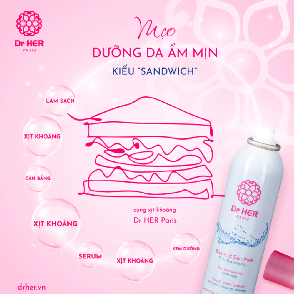 Xịt khoáng Dr Her Paris làm dịu da 150ml