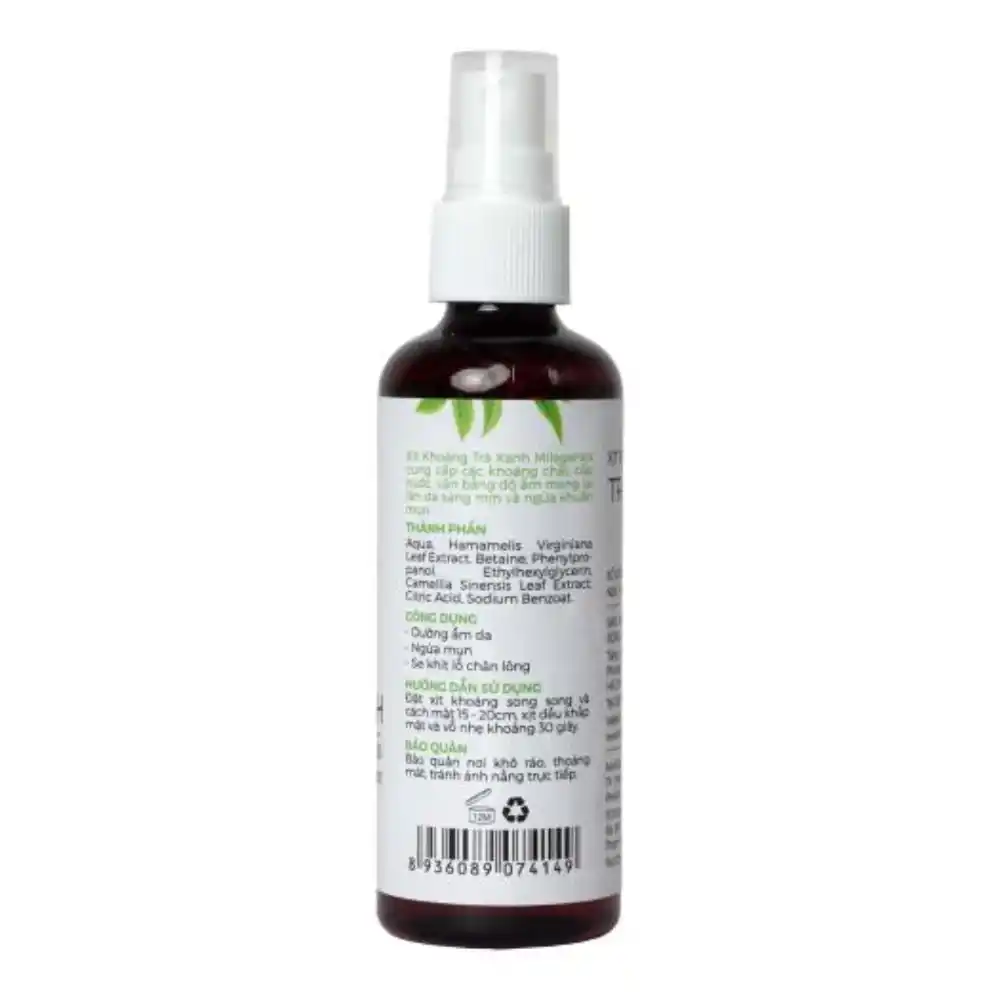 Xịt khoáng Milaganics trà xanh cấp nước, ngừa mụn 100ml