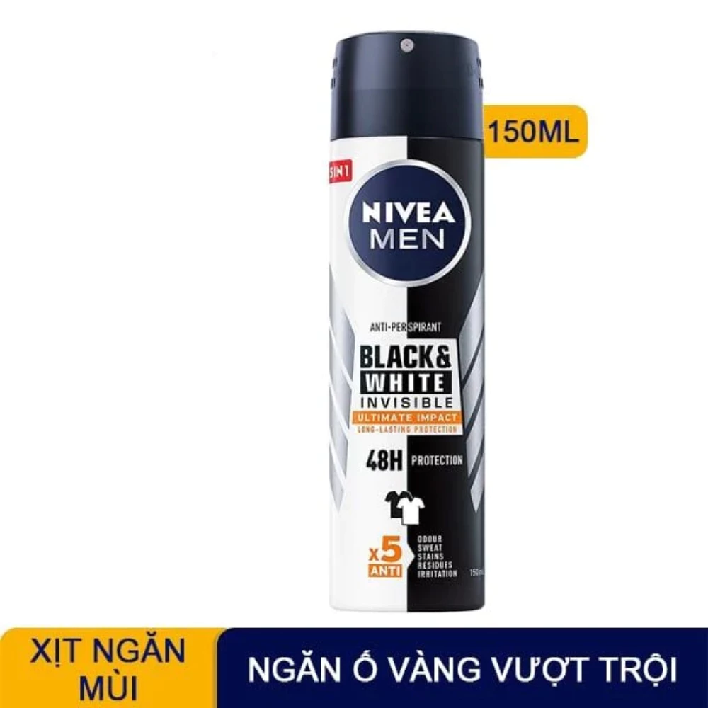 Xịt khử mùi Nivea Men ngăn vệt ố vàng 150ml