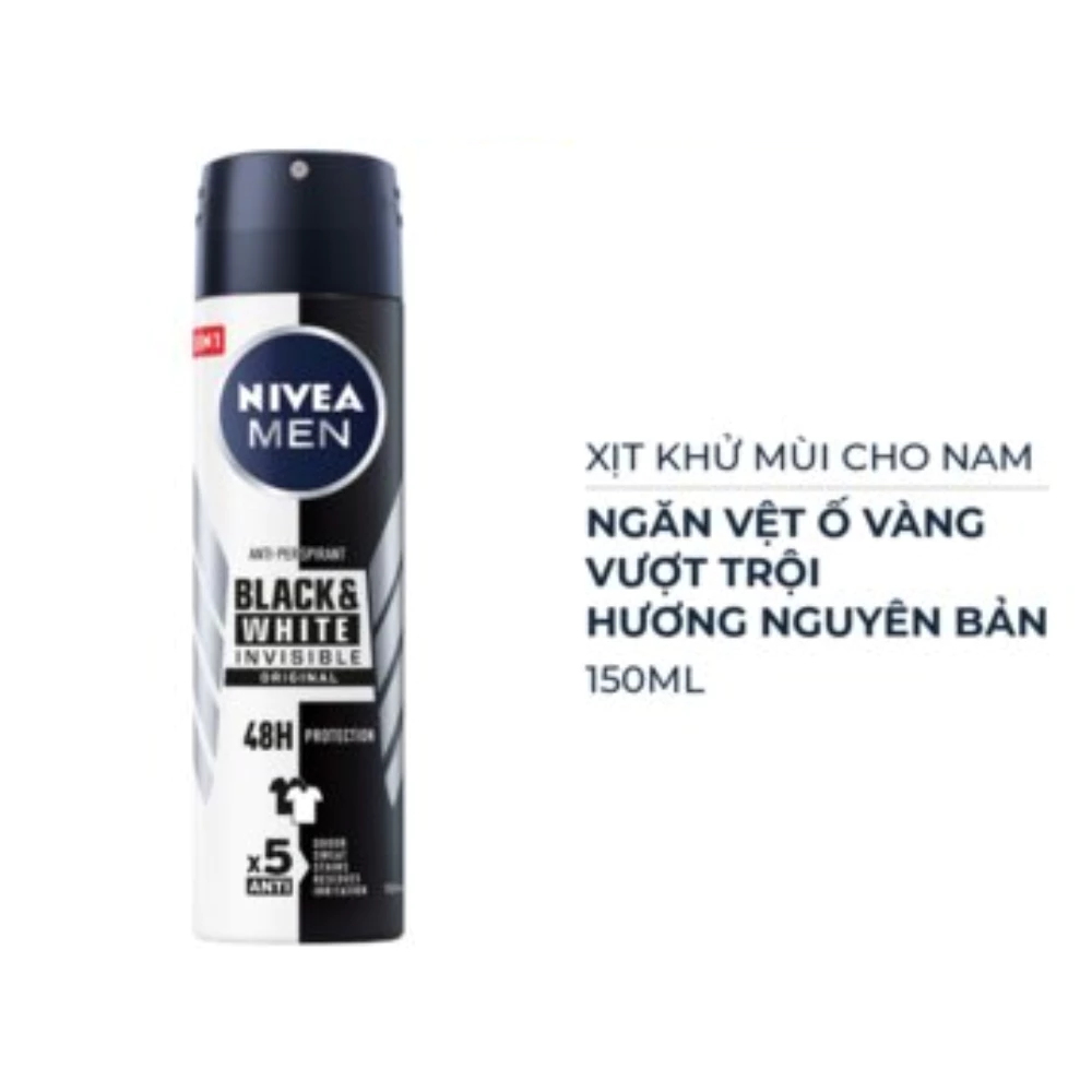 Xịt khử mùi Nivea Men ngăn vệt ố vàng vượt trội 150ml