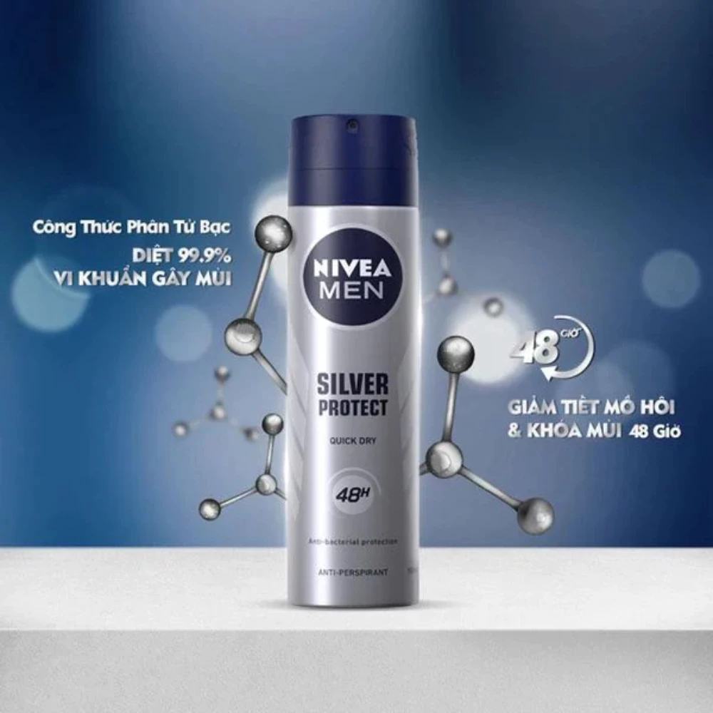 Xịt khử mùi Nivea Men phân tử bạc kháng khuẩn 150ml
