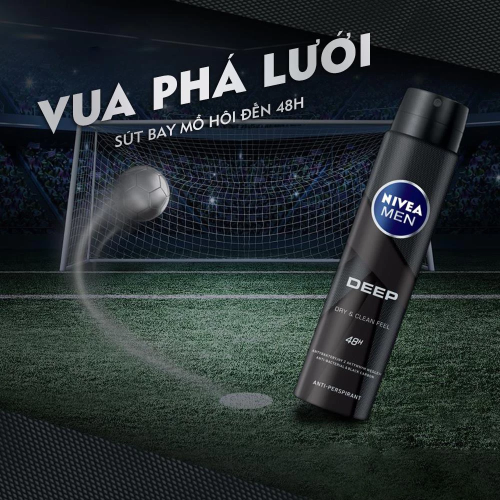 Xịt khử mùi Nivea Men than đen hương gỗ đen 150ml