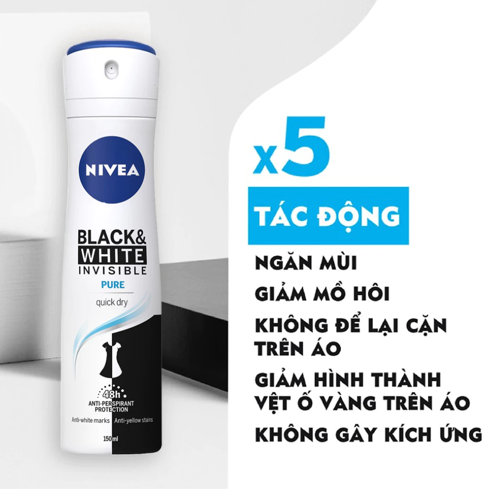 Xịt khử mùi Nivea ngăn ố vàng thanh mát dịu nhẹ 150ml