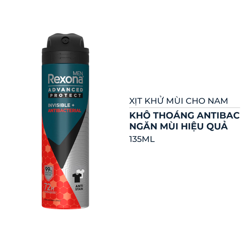 Xịt khử mùi Rexona cho nam khô thoáng Antibac 135ml