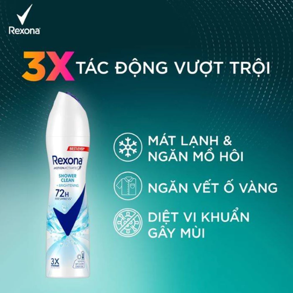 Xịt khử mùi Rexona cho nữ Shower Clean mát lạnh 135ml