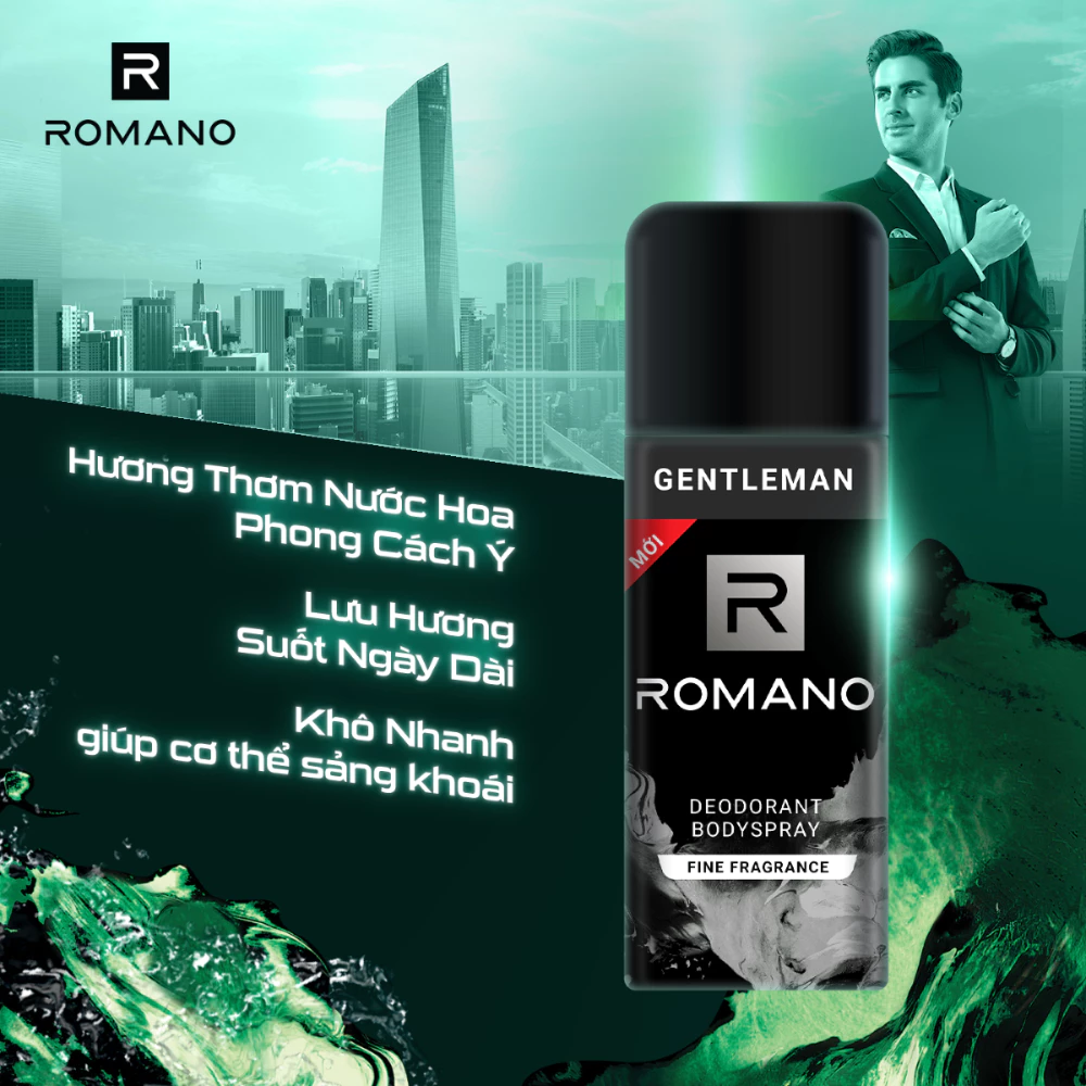 Xịt khử mùi Romano hương nước hoa Gentleman/Classic/Force/Attitude 150ml