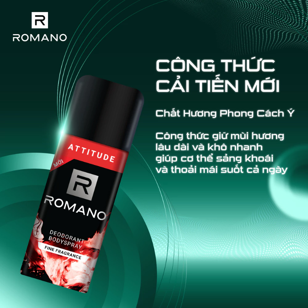 Xịt khử mùi Romano hương nước hoa Gentleman/Classic/Force/Attitude 150ml