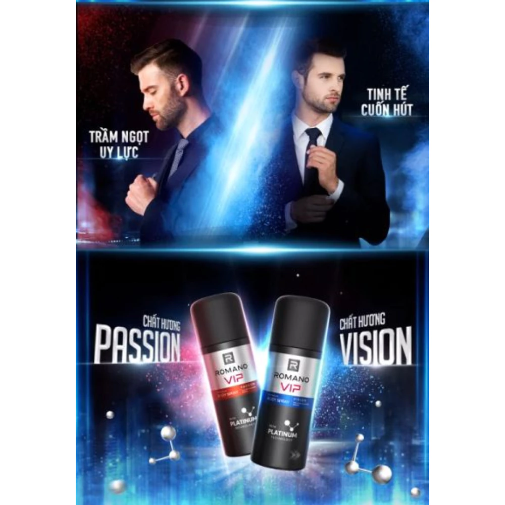 Xịt khử mùi Romano Vip hương Passion/Vision 150ml
