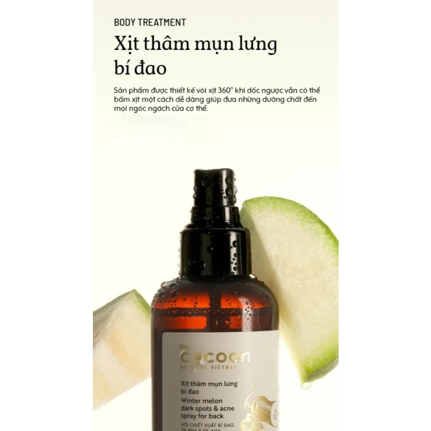 Xịt thâm mụn lưng Cocoon chiết xuất bí đao 140ml