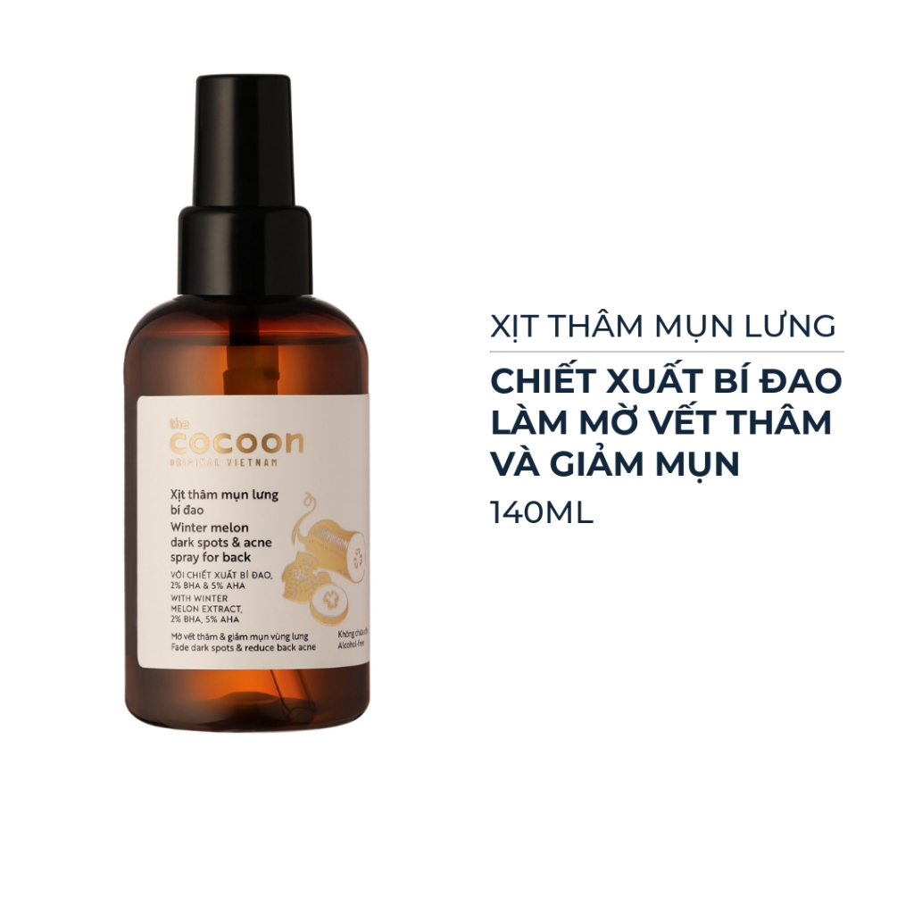 Xịt thâm mụn lưng Cocoon chiết xuất bí đao 140ml