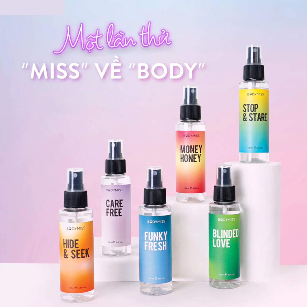 Xịt thơm toàn thân Bodymiss hương - Care Free/Money Honey/Funk Fresh/Hide & Seek/Stop & Stare 35ml