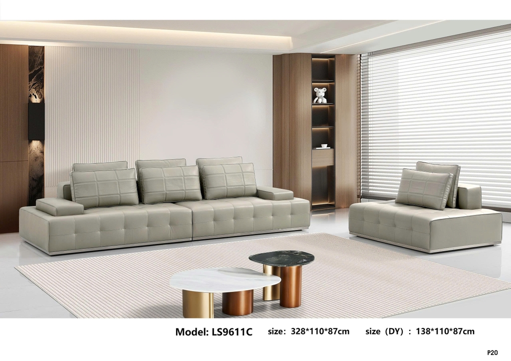 Bộ sofa da bò nhập khẩu LS9611CT