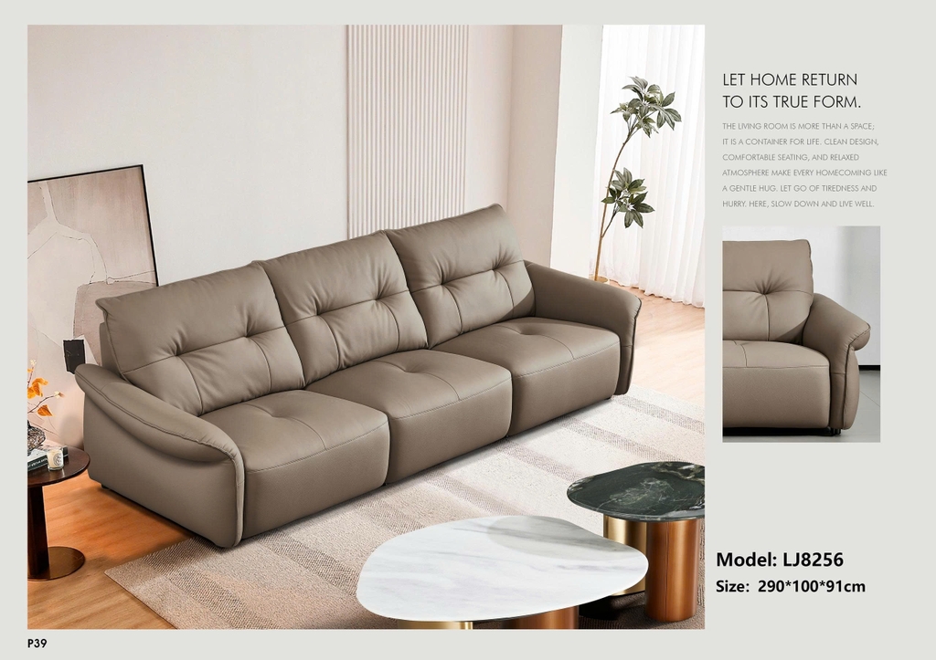 Bộ sofa da bò nhập khẩu LJ8256