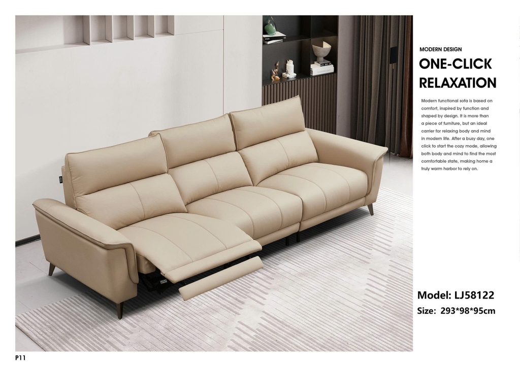 Bộ sofa da bò chỉnh điện nhập khẩu LJ58122