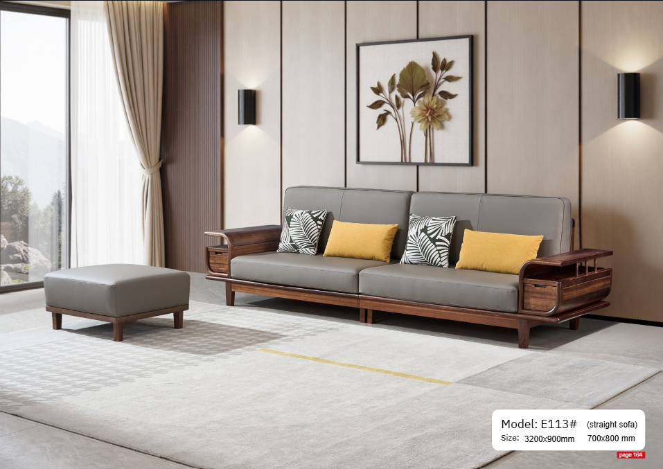 Bộ sofa nhập khẩu gỗ + da sinh thái ME113