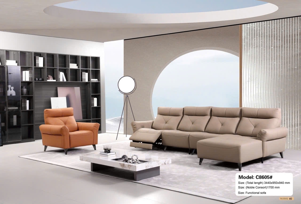 Bộ sofa da bò nhập khẩu SAC8605