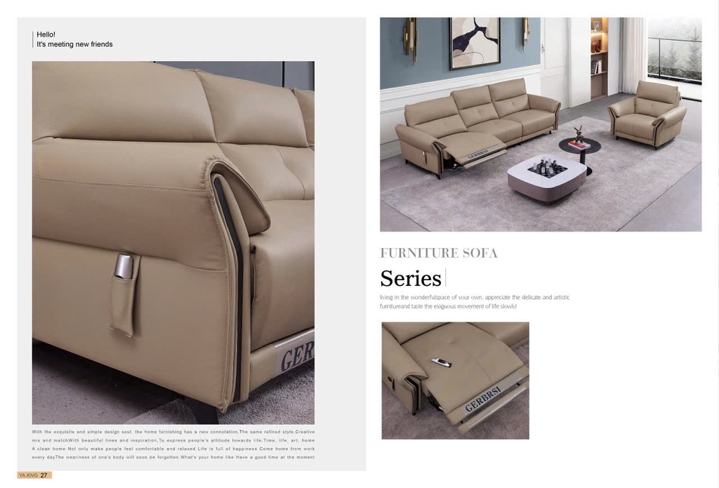 Bộ sofa da bò nhập khẩu SB880-1