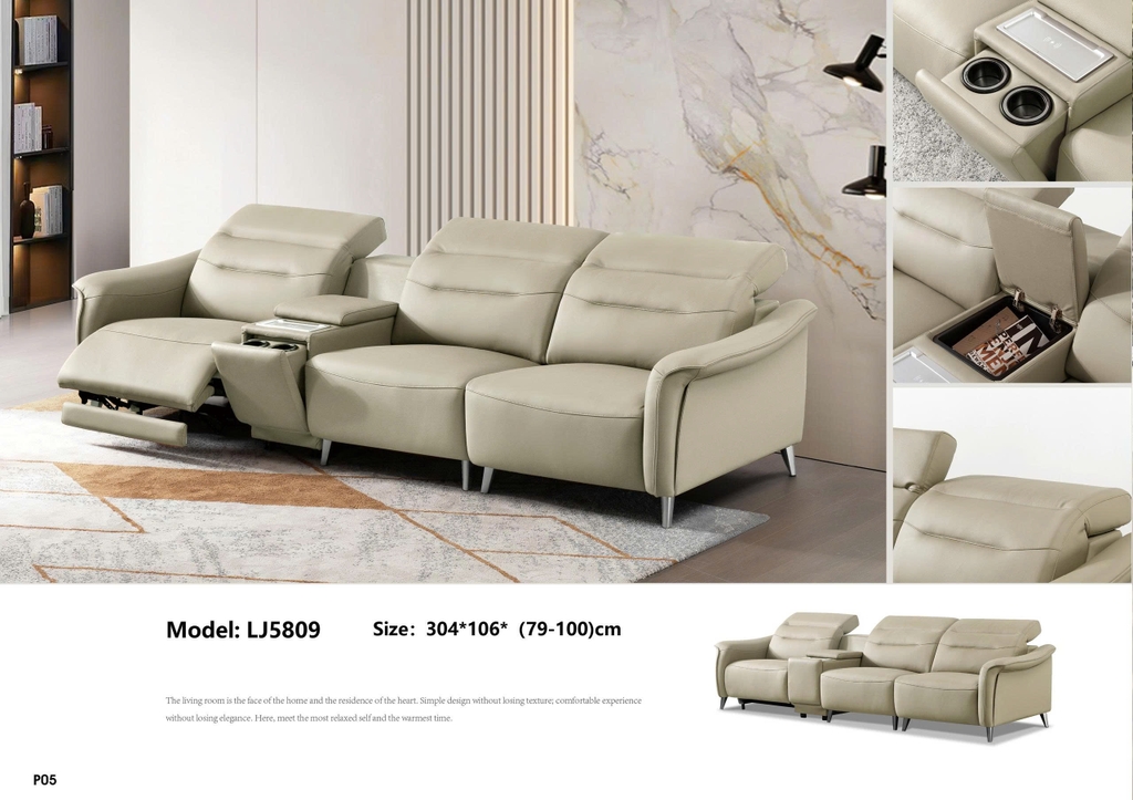 Bộ sofa da bò chỉnh điện nhập khẩu LJ5809