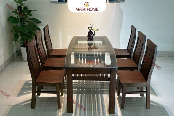 BỘ BÀN ĂN GỖ SỒI CAO CẤP 6 GHẾ 2 LÁ MTK-B7