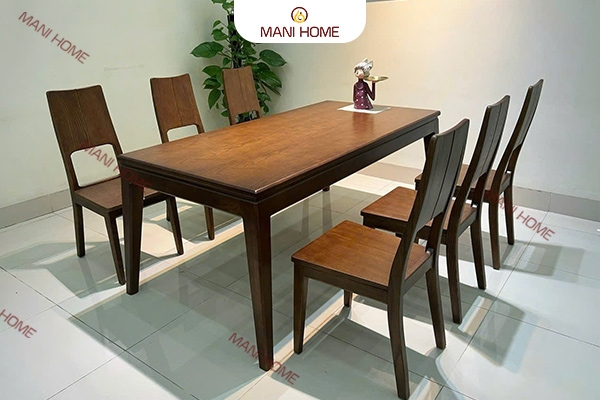 BỘ BÀN ĂN GỖ SỒI CAO CẤP 6 GHẾ GV012.M1 – MTK H010.M3 900×1800